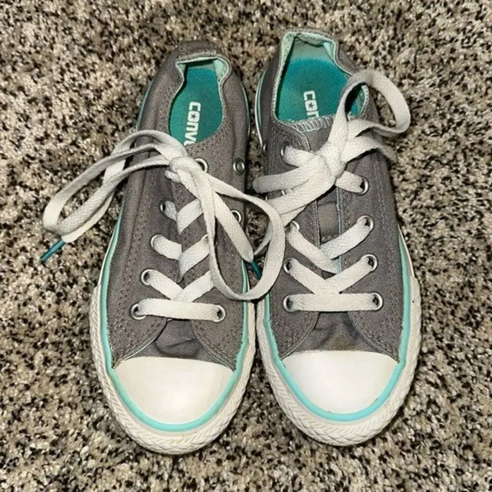 Cute Light Gray and Blue Converse Size 12 Kids